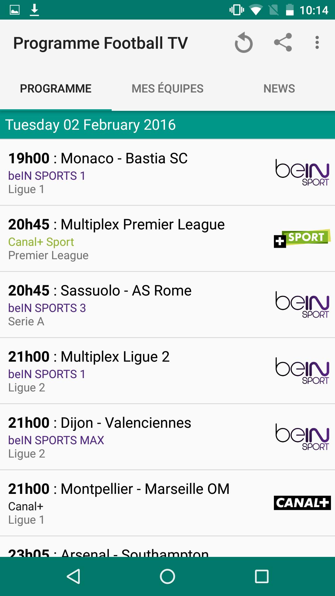 Programme Football