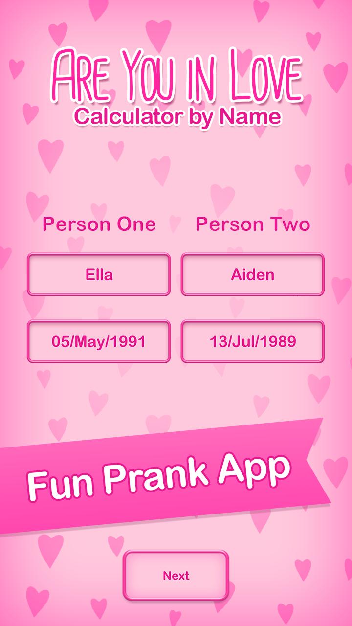 Are You In Love Calculator By Name Prank